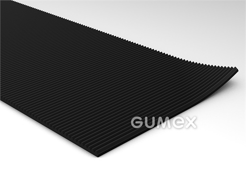 Gummiboden S 3, 3mm, Breite 1200mm, 65°ShA, SBR, gerillte Ausführung, -20°C/+60°C, schwarz, 